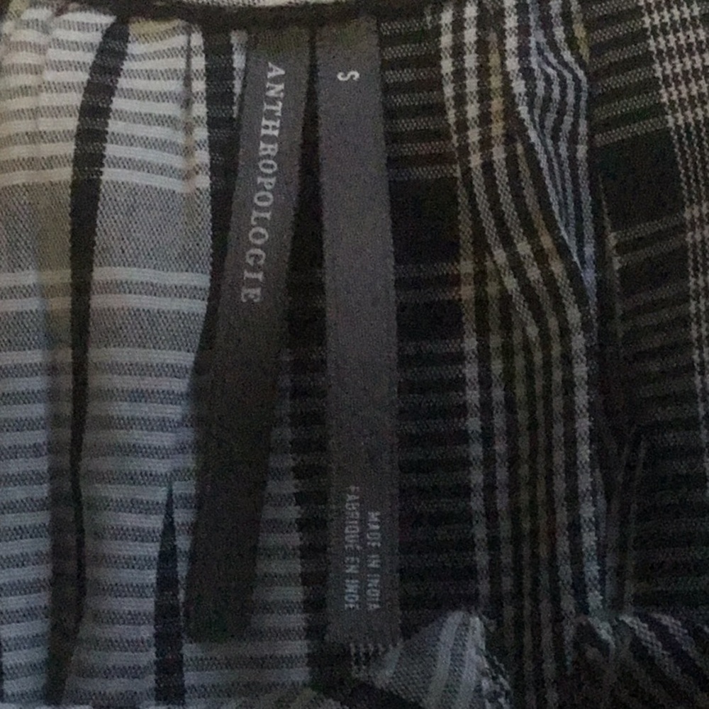 Anthropologie Black White Plaid Tiered Mini Dress - Picture 2 of 4